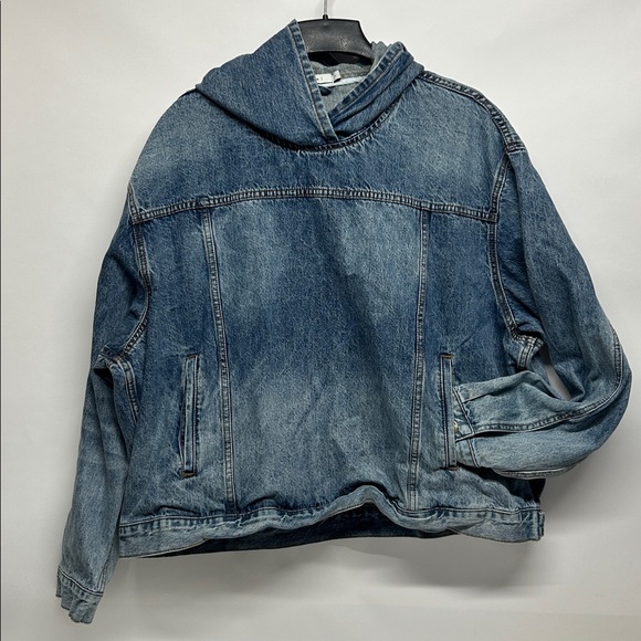 MNML Light Blue Denim pullover jacket hood denim hoodie size large streetwear - Picture 2 of 5